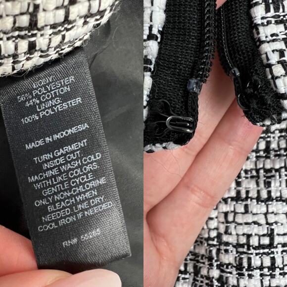 Express Black White Tweed Mini Skirt 0/XS Preppy Twee Academia - Picture 4 of 5